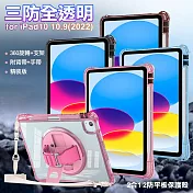三防全透明系列 for iPad 10 10.9(2022)手帶+肩帶掛繩平板保護殼 咖色