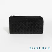 ZODENCE CRAFTZEAL進口真皮中性編織拉鍊長夾 經典黑