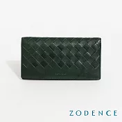 ZODENCE CRAFTZEAL進口真皮中性編織拉鍊長夾 深林綠