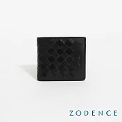 ZODENCE CRAFTZEAL進口真皮中性編織4卡零錢袋短夾 經典黑