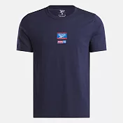 Reebok Ri Badge Tee [100205443] 男 T恤 運動上衣 休閒短袖 深藍