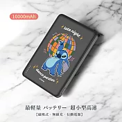 【正版授權】Disney迪士尼 10000mAh 20W PD超薄磁吸無線快充行動電源  (D)迪斯可史迪奇