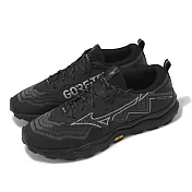 Mizuno 越野跑鞋 Wave Daichi 9 GTX 男鞋 黑 防水 緩衝 黃金大底 運動鞋 美津濃 J1GJ2556-01 25.5cm BLACK/GREY