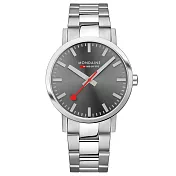 Mondaine 瑞士國鐵Classic Metal 平面經典腕錶 灰面 / 66081SBJ / 40mm -  銀色