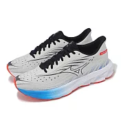 Mizuno 慢跑鞋 Wave Skyrise 6 男鞋 灰 藍紅 高回彈 緩衝 運動鞋 美津濃 J1GC2509-06 26cm GREY/BLACK
