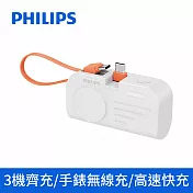 【Philips飛利浦】FunCube MINI 2 口袋電源 手錶磁吸+多合一行動電源 Type-C頭 DLP2552C 白色