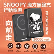 【正版授權】SNOOPY史努比 魔方三合一無線充行動電源 10000mAh 向前走