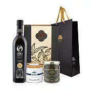 Oro Bailen 皇嘉 御選禮盒組附提袋(特級冷壓初榨橄欖油500ml+A.R黑松露蘑菇醬180g+鹽之花125g)