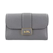 COACH 馬車LOGO荔枝紋皮革中夾-灰