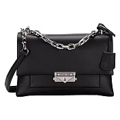 MICHAEL KORS 翻蓋皮革肩背斜背包-黑