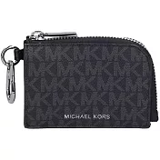 MICHAEL KORS 滿版LOGO帆布拉鍊卡夾零錢包 黑