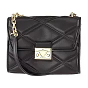 MICHAEL KORS 菱格皮革肩背斜背鍊包-黑