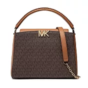 MICHAEL KORS 拼接皮革滿版LOGO兩用包-咖駝