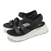 Skechers 涼鞋 Max Cushioning-Aura 女鞋 黑 白 厚底 雙密度 緩衝 防水 涼拖鞋 111126BKW