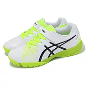 Asics 足球鞋 Lazerbeam FJ-MG 大童 女鞋 白 螢光綠 魔鬼氈 支撐 運動鞋 亞瑟士 1154A200100 25cm WHITE/BLACK-YELLOW