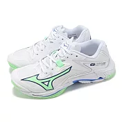 Mizuno 排球鞋 Wave Lightning Z8 男鞋 女鞋 寬楦 白 綠 輕量 室內運動 羽排鞋 美津濃 V1GA2401-02