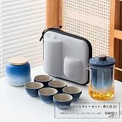 【TEA Dream】日式高質感鳥海輕奢漸層玻璃觀山便攜式旅行茶具 (旅行泡茶組 長輩禮物)  鳥海藍洋