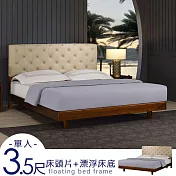 Homelike 喜家居單人3.5尺貓抓皮床頭漂浮床架組(2506)
