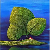 【玲廊滿藝】曾啟文-浪漫礦砂系列-溫馨團圓30x30cm