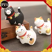 【摩達客】祈願招福-超萌三福逗貓迷你陶瓷開運擺飾三入組合
