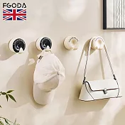 【英國FGODA】圓形壁掛式包包掛勾-3入- 奶油白/黑