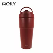【WOKY 沃廚】–[●●]渾圓杯 鈦陶瓷款770ml(附彈跳&矽膠粗吸管) 普洱