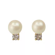 kate spade 珍珠白鑽耳環-金