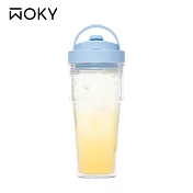 【WOKY 沃廚】–[●●]渾圓又又杯 Ecozen雙層純透750ml(附彈跳吸管) 蘇打