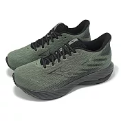 Mizuno 慢跑鞋 Wave Rider 28 男鞋 超寬楦 綠黑 波浪片 支撐 運動鞋 美津濃 J1GC2404-59