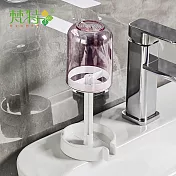 【梵特】多功能防塵瀝水牙刷牙膏收納杯架組-2入- 透粉