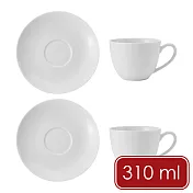 《Mikasa》Chalk白瓷杯碟組2入 | 咖啡杯 下午茶杯 - 白310ml