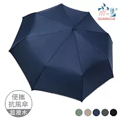 【雨之情】輕鋁折疊抗風素傘  深藍