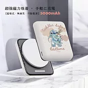 【正版授權】Disney迪士尼 晶磁系列 迷你磁吸無線充行動電源 5000mAh 史迪奇抱抱