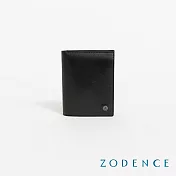 ZODENCE CRAFTSLIM進口真皮超薄6卡直式零錢袋短夾  黑