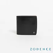 ZODENCE CRAFTSLIM進口真皮超薄8卡貝殼弧線短夾  黑