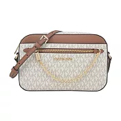MICHAEL KORS JET SET掛鍊防刮斜背相機包(大/ 米白)