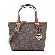 MICHAEL KORS JET SET滿版手提斜背迷你托特兩用包 (咖)
