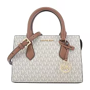 MICHAEL KORS SHEILA PVC 撞色滿版手提/斜背包(小/ 米白棕)