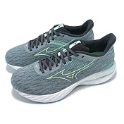 Mizuno 慢跑鞋 Wave Inspire 21 男鞋 超寬楦 灰藍 綠 支撐 波浪片 運動鞋 美津濃 J1GC2545-01 28cm GREY/BLUE
