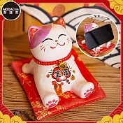 摩達客◉春節開運招財◉笑臉爆富招財貓手機支架(含坐墊)_撲滿存錢桶擺飾桌飾