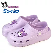 【HELLO KITTY】女 KUROMI 酷洛米 洞洞鞋 雨鞋 布希鞋 水鞋 穆勒鞋 涼拖鞋 兩穿 防水 防水 輕量 厚底 EU37 紫色