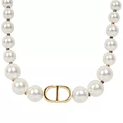 DIOR 30 Montaigne CD 標誌珍珠頸鍊/短項鍊_展示品 (金色/白色)