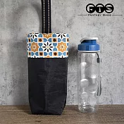 《梵緹希》防水外出手水瓶提袋_ 花磚橘+黑底