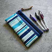 《梵緹希》旅行防水雙層筆袋/長收納袋- 線條藍