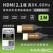 MAGIC HDMI 2.1版 協會認證 專業級 真8K．60Hz影音傳輸編織線(台灣製) 1M