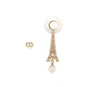 DIOR Tribales 鐵塔及珍珠不對稱針式耳環_展示品 (金色/白色)