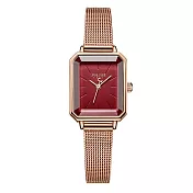 JULIUS 聚利時 古典佳人 米蘭復古方形腕錶 JA-1223(四色/20X24mm) 玫瑰金X酒紅