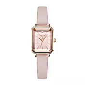 JULIUS 聚利時 巴塞隆納 皮革切割鏡面方形腕錶 JA-1231(四色/20X30mm) BABY粉
