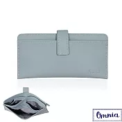 【OMNIA】獨立卡層超薄6卡1照牛皮長夾5105(共12色) 亞麻藍