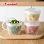 【日本Imakara】瀝水保鮮蔥薑蒜保存盒-3入- 圓形